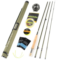 8'4'' 3WT 4Pieces Carbon Archer Fly Fishing Rod&amp;3/4WT Gunsmoke Reel Gold Line Combo Green Fly Rod Graphite 10 / 36T Carbon Fiber