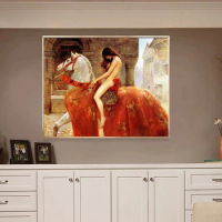 Lady Godiva on Horseback Decoration Mural European Retro Poster Canvas Painting and Living Room Art Prints for Modern Home Decor
