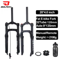 Bolany 20*4.0 Snow Bike Fat Front Fork Magnesium Alloy Hook MTB Fork 120mm Travel Suspension Air Fork For E-bike Mountain Bike