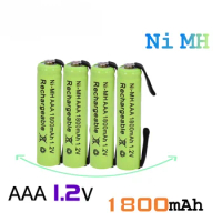 1.2V 1800mah Ni-Mh AAA Rechargeable Battery Cell, with Solder Tabs for Philips Braun Electric Shaver, Razor, Toothbrush etc