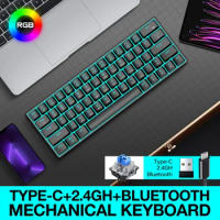 T30 Mechanical Keyboard RGB Backlight Wired/wireless 2.4G Bluetooth Tablet Desktop Computer E-sports Game 63 Keys Keyboard