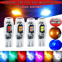 1PCS T10 W5W lens Led Flash Strobe Bulb 194 WY5W Flashing Interior Parking License Plate Signal Lamp