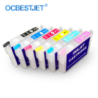 6Colors/Set T0821-T0826 Refillable Ink Cartridge With Chip For Epson Stylus Photo R270 R290 R295 R390 RX590 RX610 RX615 RX690