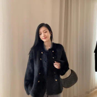 Women's Coat Faux Fur Coat Imitation Leather Jacket for Women in Autumn Winter Loose Thickened Plush Short Fur All-in-one Top