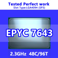 EPYC 7643 CPU 48C/96T 256M Cache 2.3GHz SP3 Processor for LGA4094 Server Motherboard System on Chip (SoC) 100-000000326 1P/2P