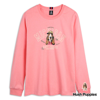 【Hush Puppies】女裝 T恤 密西根植絨棒球帽狗長袖T恤(粉紅 / 34211108)