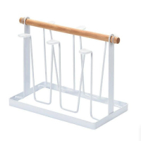 [白色] 北歐風木柄手提水杯架 茶杯架 瀝水 玻璃杯子掛架 杯具收納架 #DADADI 