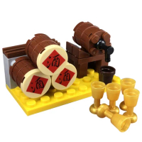 City MOC Series Chinese Wine Cellar Traditional Gifts For Children Accessory Wine Glasses Cities Compatible Blocks Toys For Kids