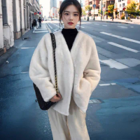 2024Snow blue mink imitation mink fur grass women's coat for autumn and winter , new fur integrated coat for women, lazy style