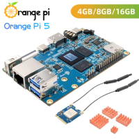 Orange Pi 5 RK3588S 8-core 64-bit CPU 4 / 8 /16 GB RAM Support 8K Video Optional Heat Sink PCIe WiFi + BT Adapter for OPI 5
