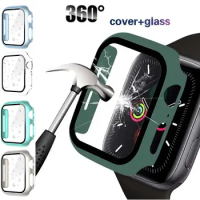 Tempered Glass+Case For Apple Watch series 9 8 7 41mm 45mm 42mm PC bumper Screen Protector cover iWatch 6 5 4 se 44mm 40mm shell