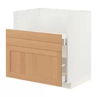 kabinet dasar u wastafel TALLSJÖN, putih/Vedhamn kayu oak, 80x60 cm