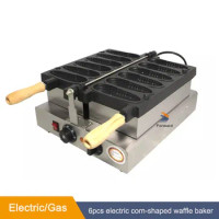 Electric/Gas Commercial 6pcs Hot Dog Waffle Machine Corncob or Corn Shape Waffle Maker for Snack Shop