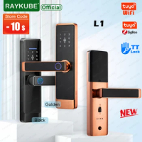 RAYKUBE L1 Golden Smart Door Lock Tuya WiFi/ Tuya ZigBee / TT Lock APP Fingerprint Digital Intelligent Electric Door Lock