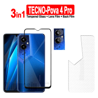 Pelindung Skrin Kaca Bajaan, 3in1, Untuk TECNO Pova 4 Pro, TECNO Pova 5 Pro NEO 3 2 5G / POP 6 Pro 5