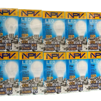 NPV หลอดไฟ LED 7W สีขาวยืดหยุ่น แพ็ค 10 ชิ้น ประหยัดไฟ 85% ทนทาน 30,000 ชั่วโมง แสงสว่างยาวนาน