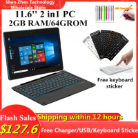 11.6'' Windows 10 Tablet PC 2 in 1 Docking Keyboard 2GB DDR+64GB G12 Z8350 CPU 1366*768 IPS Touch Quad Core Dual Camera