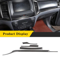 For Ford Ranger Wildtrak 2015-2021 Soft Carbon Fiber Car Center Console Trim Strip Protection Sticker Car Interior Accessories