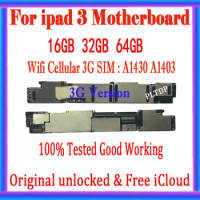 For iPad 3 Original Unlocked Motherboard 16GB 32GB 64GB A1430 A1403 WIFI 3G Version A1416 Wifi Version MainBoard With IOS System