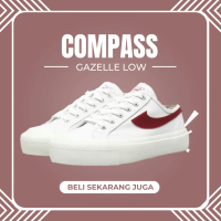 Sepatu Compass Gazelle Low Putih Merah Canvas Casual