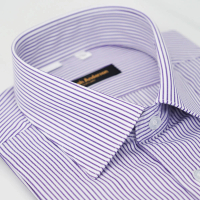 【金安德森】紫白條紋窄版短袖襯衫
