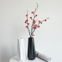 Lmdec 現代簡約黑色白色花瓶日式北歐客廳裝飾陶瓷插干花花器擺件