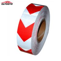 ZATOOTO 2"*164' red white arrow Reflective Safety Warning Conspicuity Tape Safety Reflective truck Car Wall Sticker Warning Tape