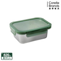 【CorelleBrands 康寧餐具】可微波316不鏽鋼長方形保鮮盒820ML
