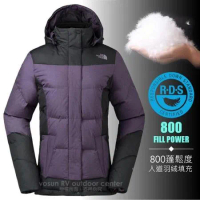 【The North Face】 女 800FPl 超輕保暖鵝絨防潑水連帽羽絨外套.夾克_367N 紫 