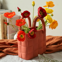 北歐莫蘭迪陶瓷手提包包花瓶網紅插花花器家居房廳裝飾擺件廠家
