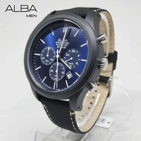 Alba Active AT3G35 AT3G35X1 Chronograph Quartz Dark Blue Dial Black Nylon Jam Tangan Pria