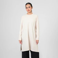 Geulis.id BASIC TUNIC BASIC COLOR / TUNIK KAOS / TUNIK POLOS / KEMEJA MERAH XS STRIPEBEIGE