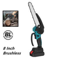 Brushless Electric Chainsaw 8 Inch Cordless Chain Saw Rechargeable WoodworKing Pruning Garden Power Tools For Makita 18V Battery