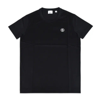 【BURBERRY 巴寶莉】BURBERRY白字刺繡LOGO純棉短袖T恤(男款/黑)