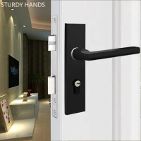 Space Aluminium Split Deadbolt Lock European Bedroom Door Lock Black Door Handles Lockset for Interior Doors Furniture Hardware