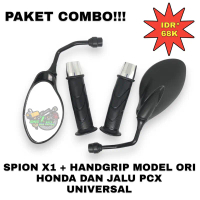 paket promo spion  x 1 125 + handgrip standar + Jalu stang chrome Mio Xeon Fino beat Vario Scoopy No