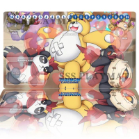 Digimon Playmat Monzaemon DTCG CCG Mat Pandamon Board Game Trading Card Game Mat Rubber Gaming Mouse Pad Free Bag 600x350x2mm