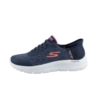 SKECHERS Go Walk Flex 女 健走/步行鞋 寬楦 舒適 透氣 深藍 粉紅(124842WNVPK)