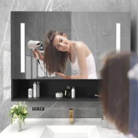 Touch Smart Bathroom Makeup Mirror WIth Bathroom Mirror Cabinet Wall Mounted Aesthetic Nordic Backlight Wall Decoration WWHYH