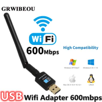Wireless USB Wifi Receiver Network Card For PC USB Adapter 600mbps Antenna USB Ethernet High Speed 2.4GHz+5.8GHz Wifi Adapter