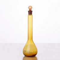 2pcs Volumetric flask with stopper 100ml,Amber Volumetric flask,Measuring bottle,Brown