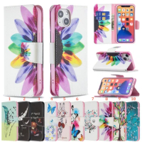 100pcs/lot For iPhone 14 Pro Max 13 Pro Max Card Slots Stand Bird Feather Book Style Leather Case For iPhone 13 Mini