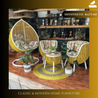 BUNDLING PRODUK KURSI TERAS AYUNAN GANTUNG PIR DAN KURSI TERAS BREKELE ROTAN SINTETIS SET JOK BANTAL