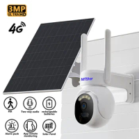 MTStar HD 3MP Two-Way Voice Intercom 4G/WIFI Low Power Solar Cell PTZ Camera with Bracket APP: Ubox