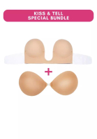 Kiss &amp; Tell Special Bundle Plunging Push Up Nubra and Thick Push Up Stick On Nubra in Nude Seamless Invisible Reusable Adhesive Stick on Wedding Bra 隐形聚拢胸