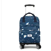Portable Women Travel Trolley Bag With Wheels Travel Trolley Shopping Bag Rolling Luggage Backpack Women Carry On Hand luggage