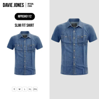 DAVIE JONES [BE FEARLESS] เสื้อเชิ้ตแขนสั้นผู้ชาย Slim Fit Shirt สีกรม SH0112 คําแนะนําผลิตภัณฑ์ใหม่