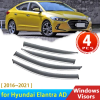 Car Windowa Visors for Hyundai Elantra AD VI Avante 6 2016~2021 Accessories Deflectors Rain Eyebrow Guards Visor Protector Cover