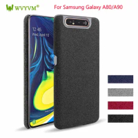 A80 Luxury Phone Case For Samsung Galaxy A80 A90 Cover Canvas Case Fabric Leather Pattem Stand Cover For Samsung A 80 90