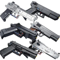 Military Desert Eagle M1911 G18 USP PPK M92 Pistol Model Building Blocks MOC Handgun Can Shoot Bullet Bricks Toys For Boys Gifts